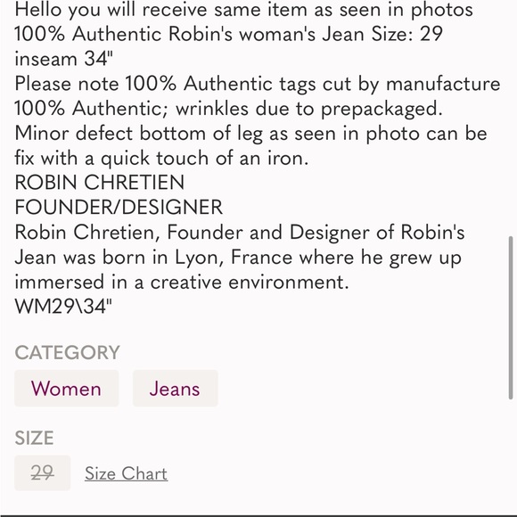 Real ♥️100% Authentic Robin's Jean on Clarence♥️ - Picture 9 of 9